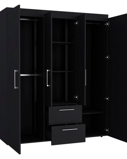 59" Black Two Drawer Combo Dresser