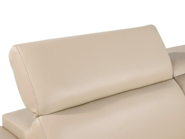 47" Beige and Silver Genuine Leather Club Chair