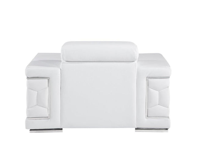 47" White And Silver Genuine Leather Club Chair