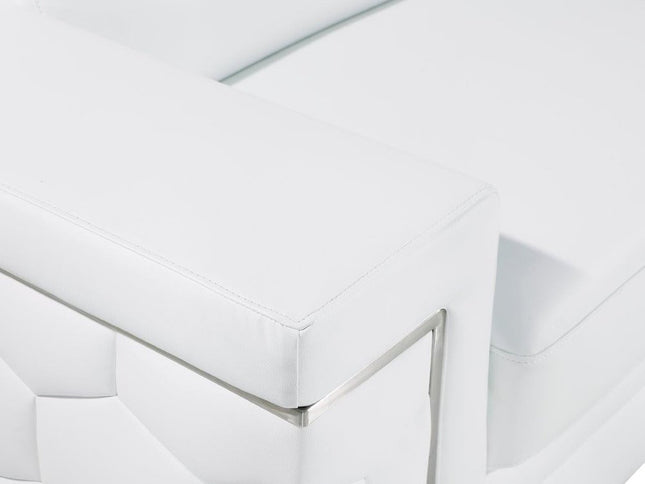 47" White And Silver Genuine Leather Club Chair