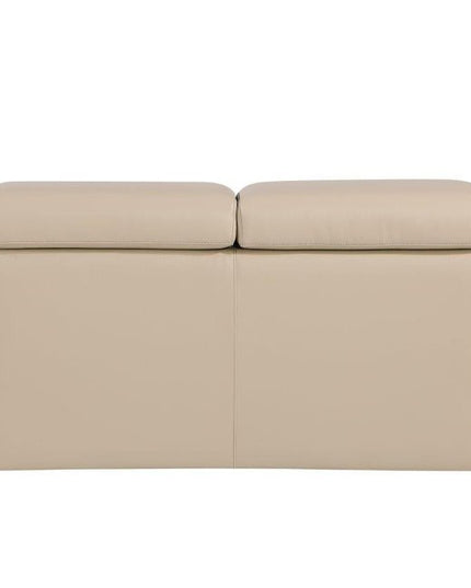 71" Beige And Silver Genuine Leather Loveseat
