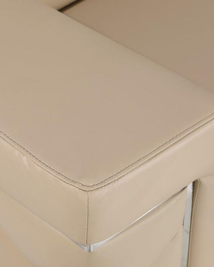 71" Beige And Silver Genuine Leather Loveseat