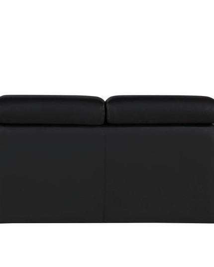 71" Black And Silver Genuine Leather Loveseat