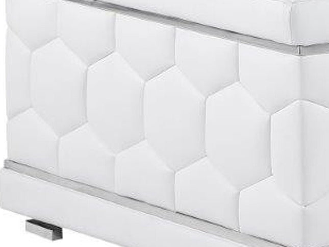 71" White And Silver Genuine Leather Love Seat