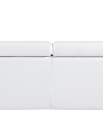 71" White And Silver Genuine Leather Love Seat