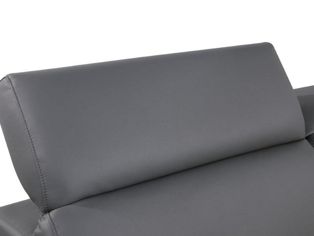 71" Gray And Silver Genuine Leather Loveseat