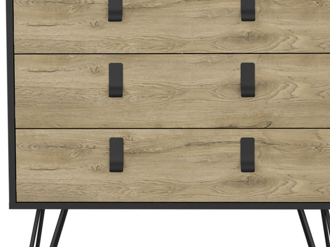 32" Natural and Black Three Drawer Dresser