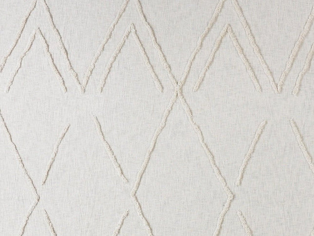 Ivory Geometric Twin Cotton Coverlet With Fringe