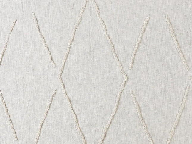 Ivory Geometric Twin Cotton Coverlet With Fringe