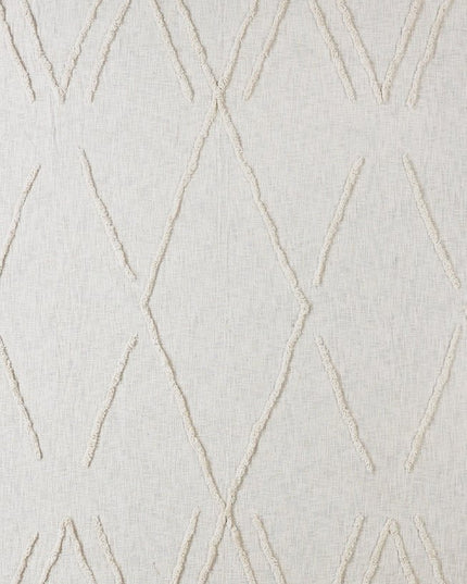 Ivory Geometric Twin Cotton Coverlet With Fringe