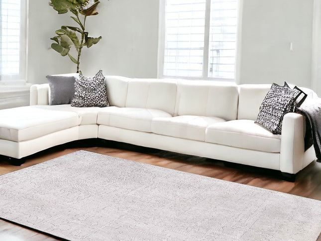 9' X 13' White Abstract Non Skid Area Rug