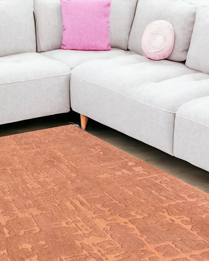 9' X 13' Orange Abstract Non Skid Area Rug