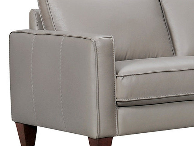 Gray Leather L Shaped Three Piece Corner Sectional