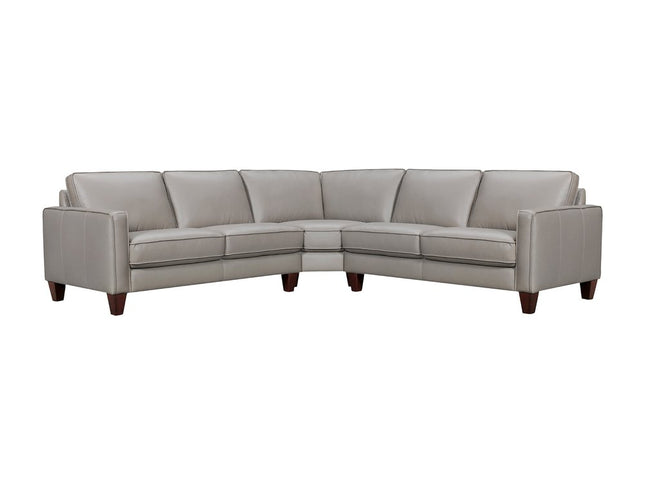 Gray Leather L Shaped Three Piece Corner Sectional