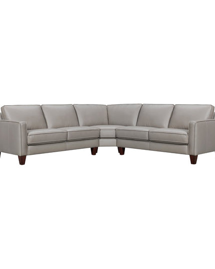 Gray Leather L Shaped Three Piece Corner Sectional