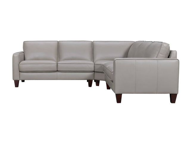 Gray Leather L Shaped Three Piece Corner Sectional