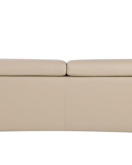 89" Beige Leather Sofa With Silver Legs