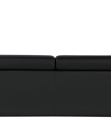 89" Black Leather Sofa With Silver Legs