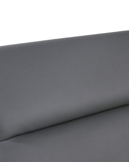 89" Gray Leather Sofa With Silver Legs