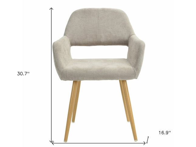 22" Gray and Brown Upholstered Arm Chair