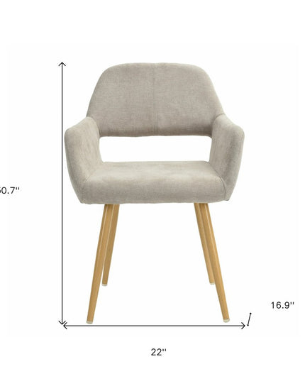 22" Gray and Brown Upholstered Arm Chair