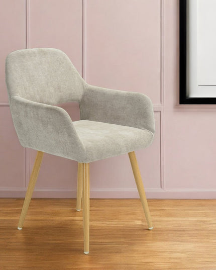 22" Gray and Brown Upholstered Arm Chair