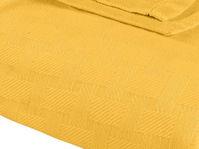 King Gold Cotton Basketweave Geometric Blanket