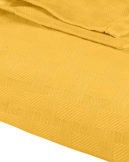 King Gold Cotton Basketweave Geometric Blanket