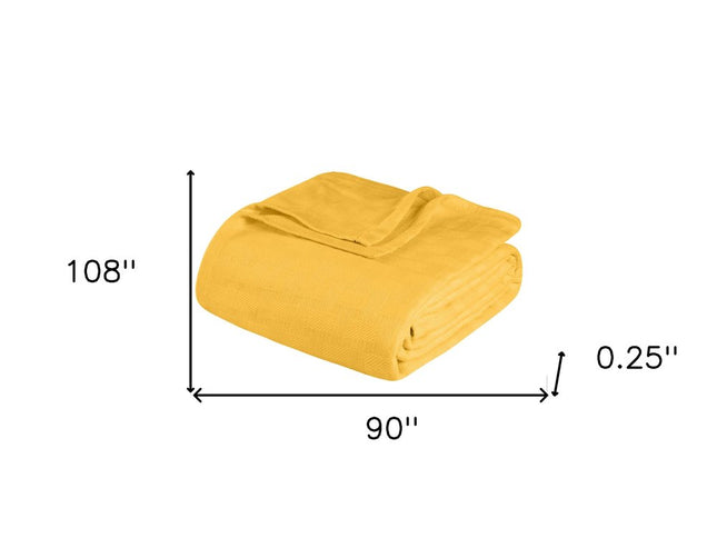 King Gold Cotton Basketweave Geometric Blanket