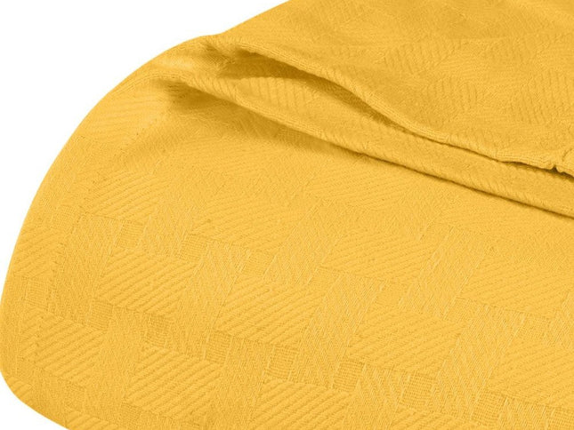 King Gold Cotton Basketweave Geometric Blanket