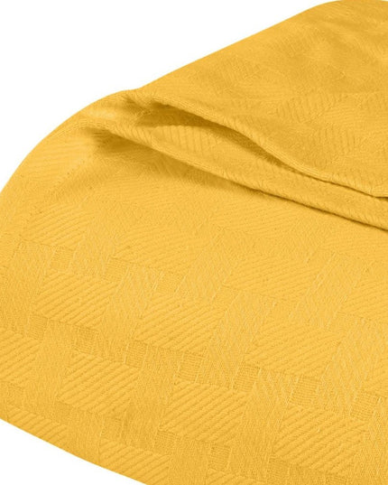 King Gold Cotton Basketweave Geometric Blanket