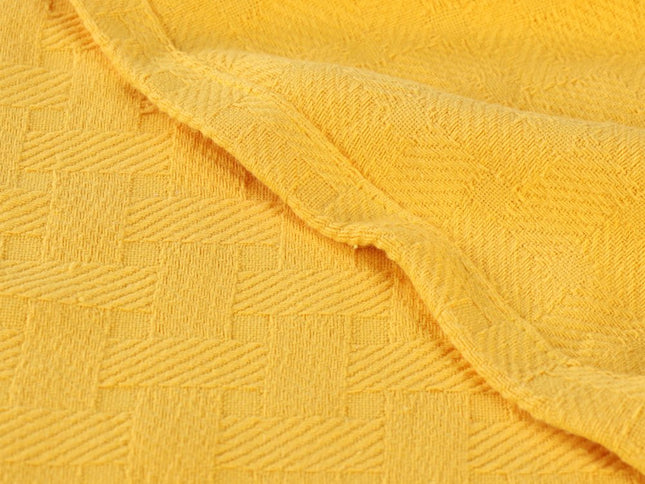 King Gold Cotton Basketweave Geometric Blanket