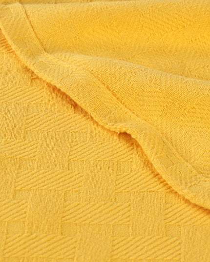 King Gold Cotton Basketweave Geometric Blanket