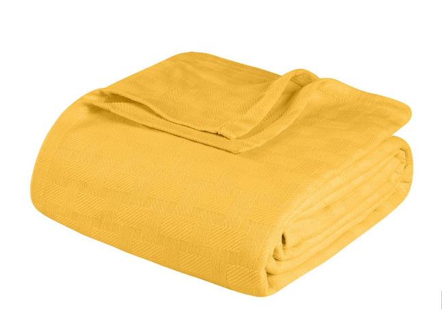 King Gold Cotton Basketweave Geometric Blanket