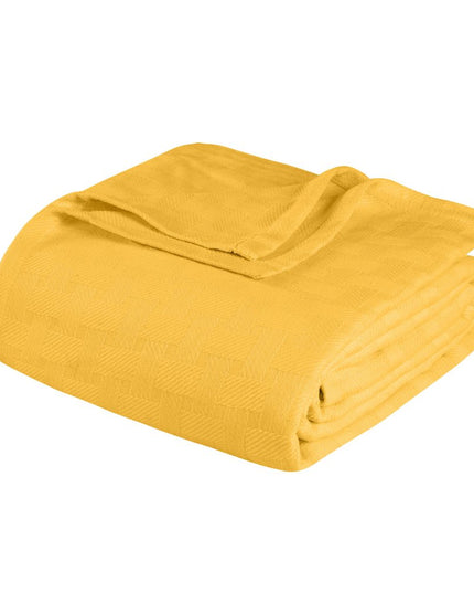 King Gold Cotton Basketweave Geometric Blanket