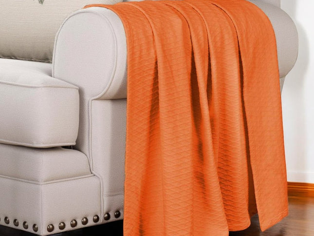 King Burnt Orange Cotton Woven Geometric Blanket