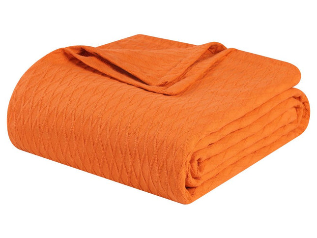 King Burnt Orange Cotton Woven Geometric Blanket