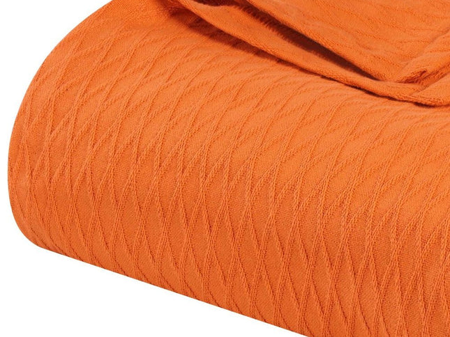 King Burnt Orange Cotton Woven Geometric Blanket