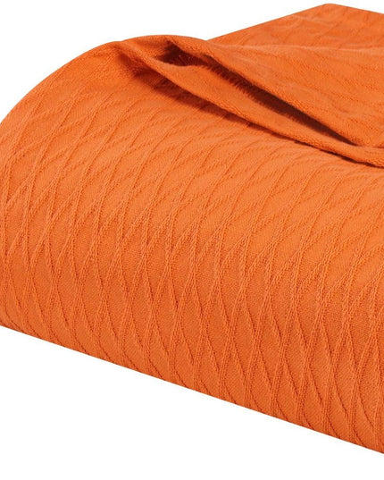 King Burnt Orange Cotton Woven Geometric Blanket