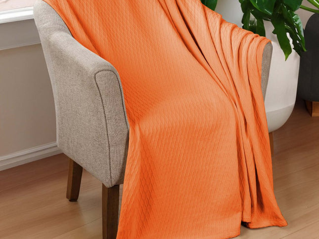King Burnt Orange Cotton Woven Geometric Blanket