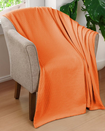 King Burnt Orange Cotton Woven Geometric Blanket