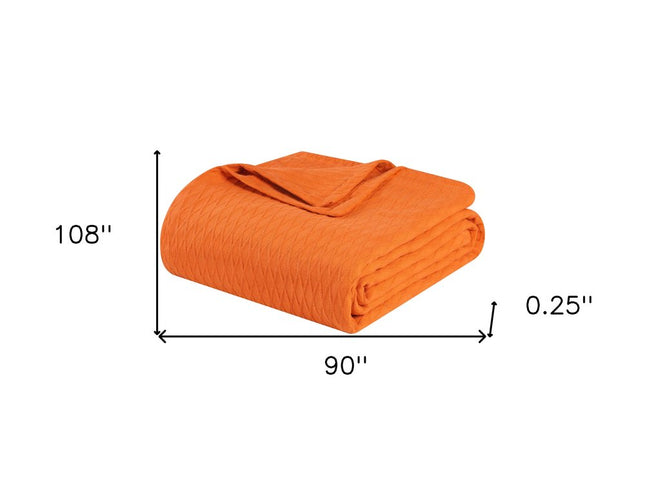 King Burnt Orange Cotton Woven Geometric Blanket