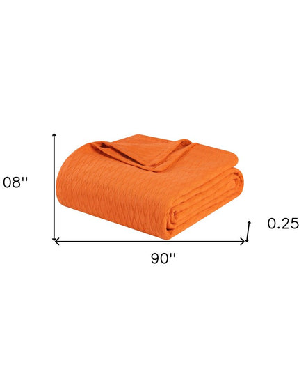 King Burnt Orange Cotton Woven Geometric Blanket