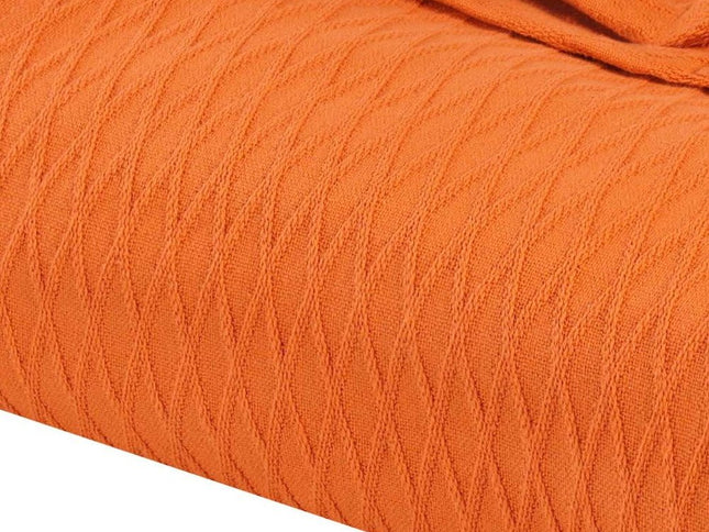 King Burnt Orange Cotton Woven Geometric Blanket