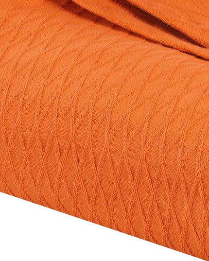 King Burnt Orange Cotton Woven Geometric Blanket