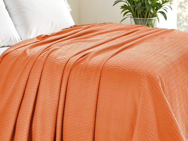 King Burnt Orange Cotton Woven Geometric Blanket