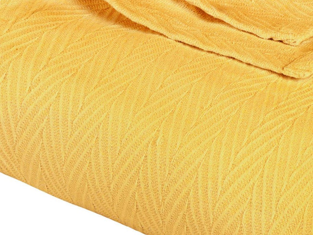 Queen Gold Cotton Woven Chevron Blanket