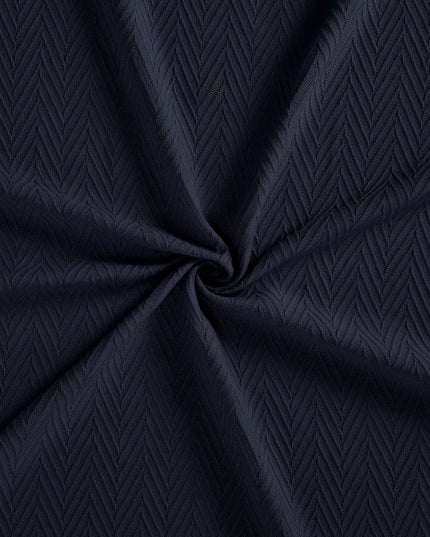 Queen Navy Blue Cotton Woven Chevron Blanket