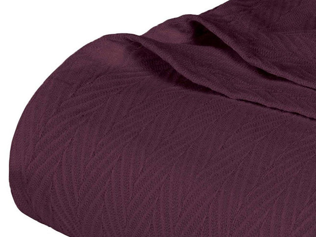 Queen Plum Cotton Woven Chevron Blanket