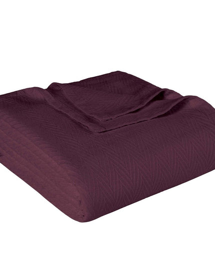 Queen Plum Cotton Woven Chevron Blanket